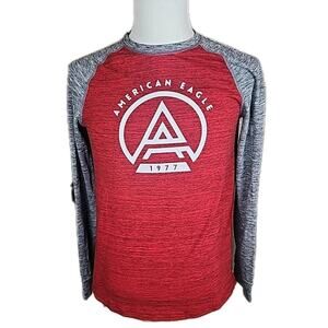 American Eagle Red Gray Long Sleeve Shirt Men's Size Small